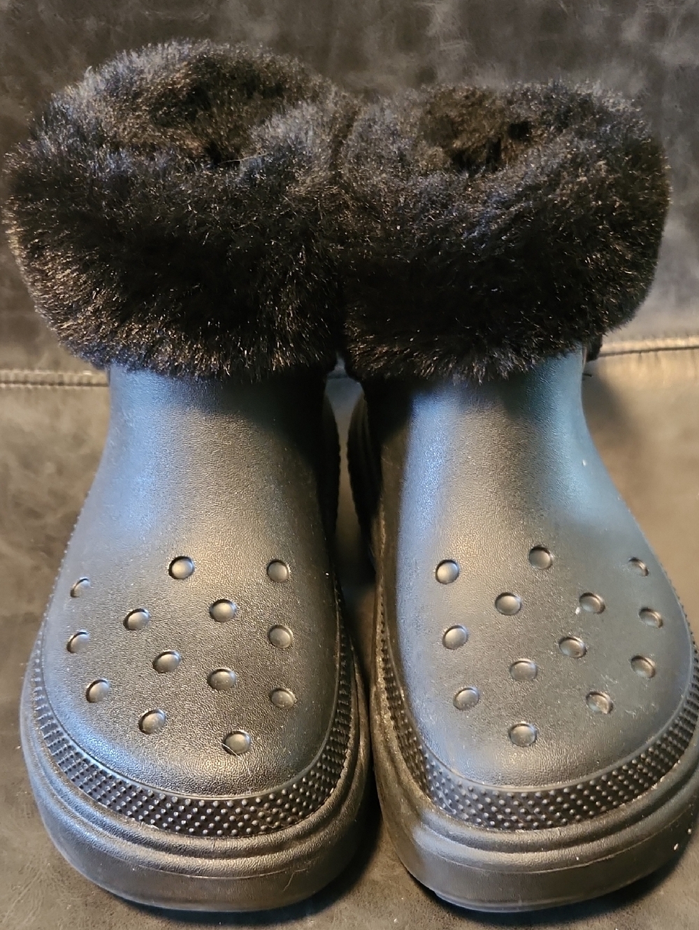 Crocs Stomp Lined Rain Boots Rubber Boots Shoes Black Ladies sz.6